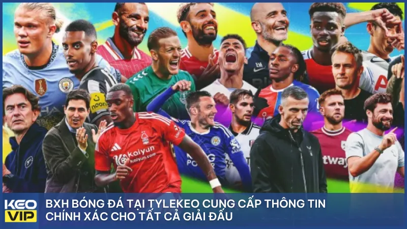 BXH bóng đá tại Tylekeo cung cấp thông tin chính xác cho tất cả giải đấu