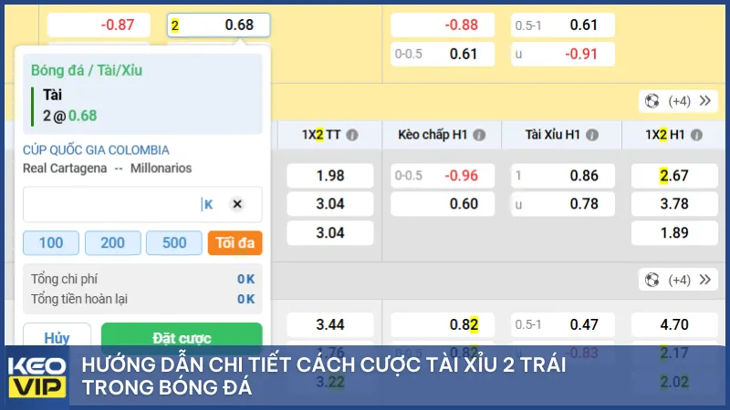 Hướng dẫn chi tiết cách cược tài xỉu 2 trái trong bóng đá