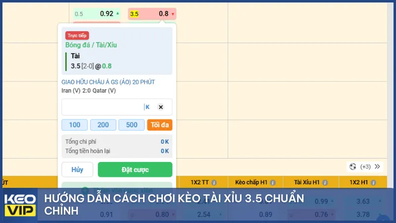 Hướng dẫn cách chơi kèo tài xỉu 3.5 chuẩn chỉnh