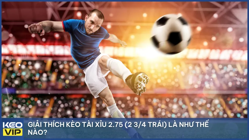 Kèo tài xỉu 2.75 (2 3/4 trái) là kèo dự đoán tổng số bàn thắng ít hơn 3 hoặc lớn hơn 3 trở lên