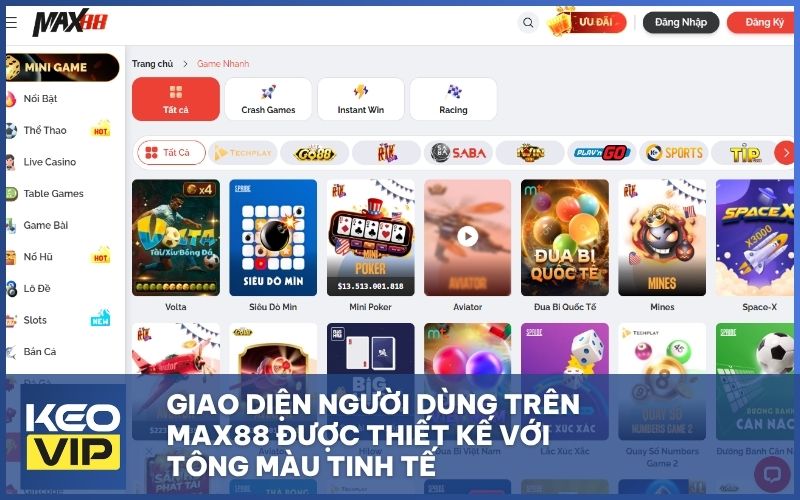 Giao diện người dùng trên MAX88 được thiết kế với tông màu tinh tế