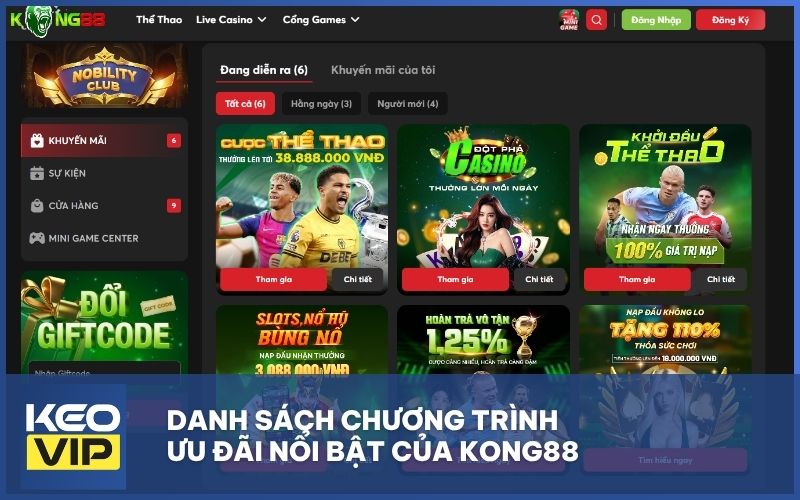 Danh sách chương trình ưu đãi nổi bật của KONG88