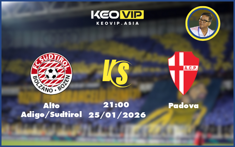 Nhận định soi kèo Alto Adige/Sudtirol gặp Padova 21:00 ngày 25/01/2026 tại Hạng 2 Ý
