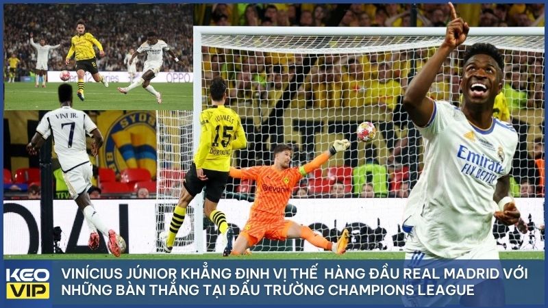 Vinícius Júnior ghi bàn thắng Champions League, khẳng định vị thế huyền thoại mới mang chiếc áo số 7 tại Bernabéu