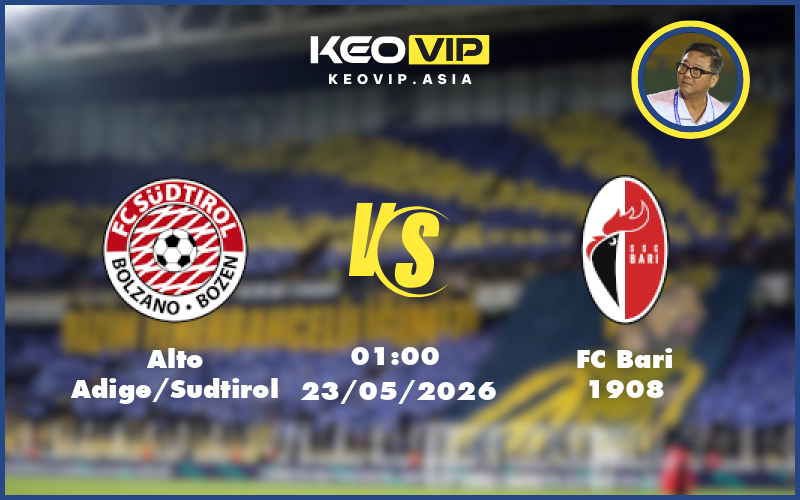 Nhận định soi kèo Alto Adige/Sudtirol gặp FC Bari 1908 01:00 ngày 23/05/2026 tại Hạng 2 Ý